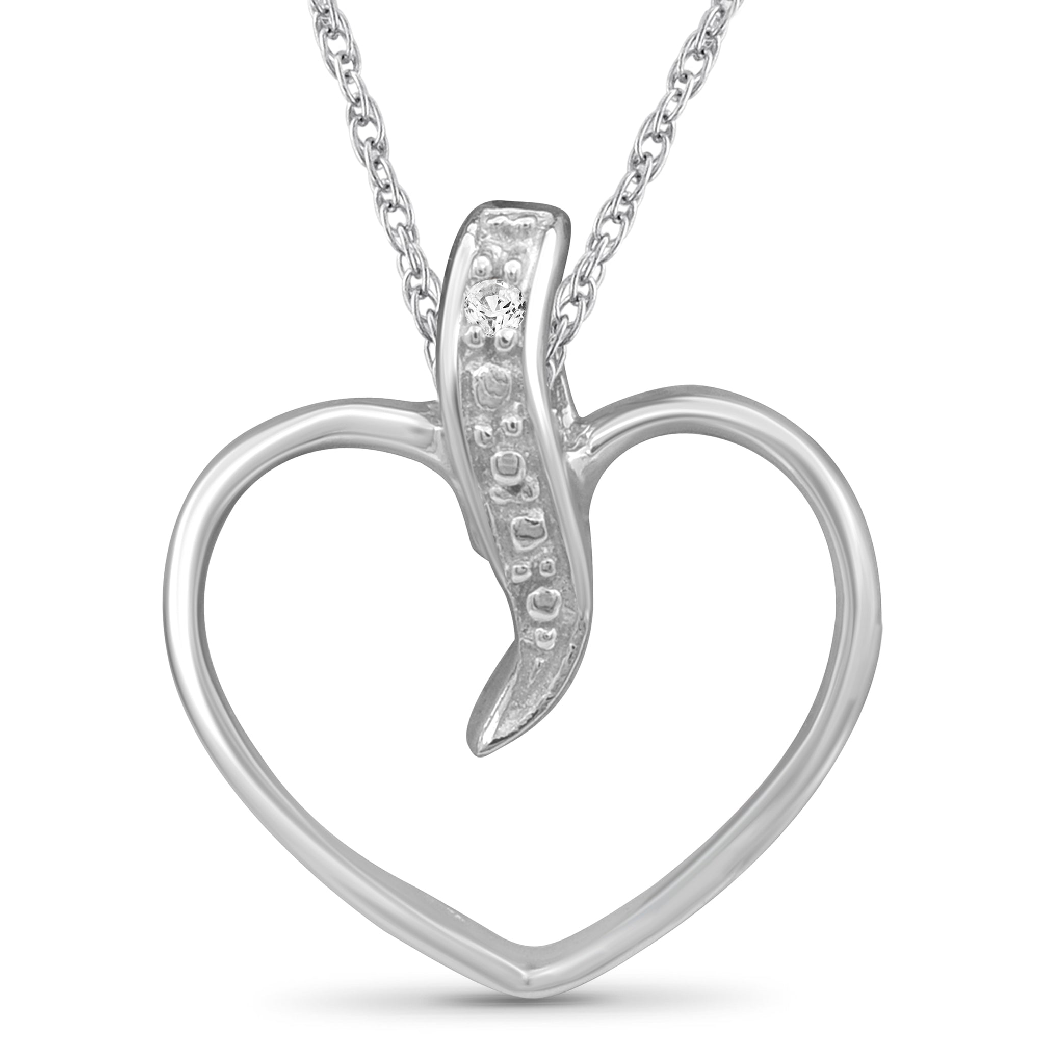 JewelonFire White Diamond Accent Sterling Silver Heart Pendant - Assorted Colors