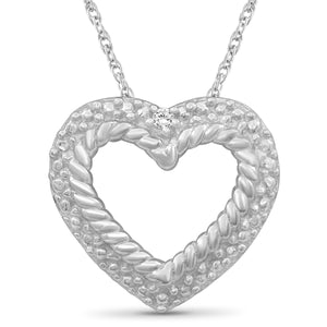 JewelonFire White Diamond Accent Sterling Silver Heart Pendant - Assorted Colors