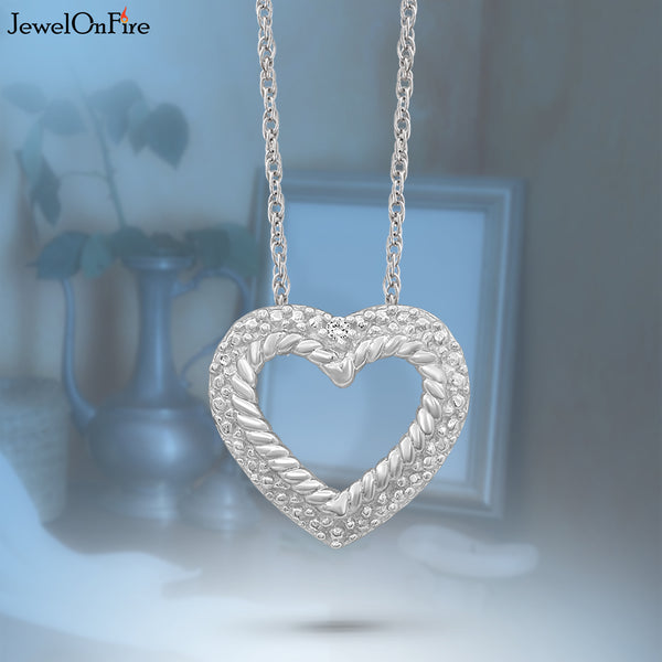 JewelonFire White Diamond Accent Sterling Silver Heart Pendant - Assorted Colors