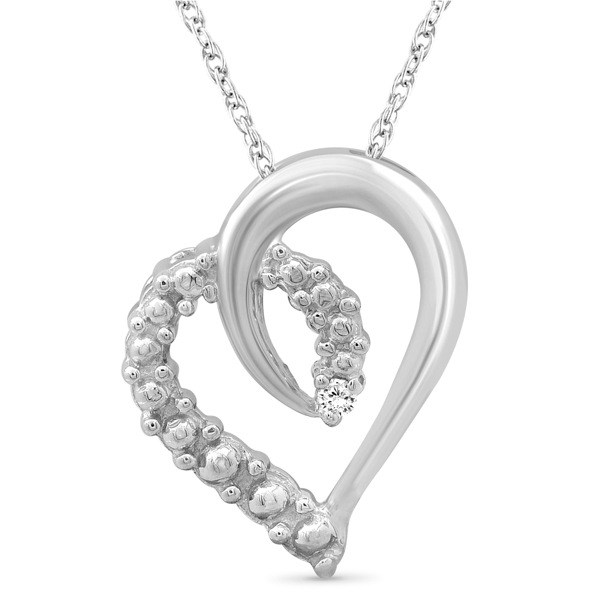 JewelonFire White Diamond Accent Sterling Silver Heart Pendant - Assorted Colors