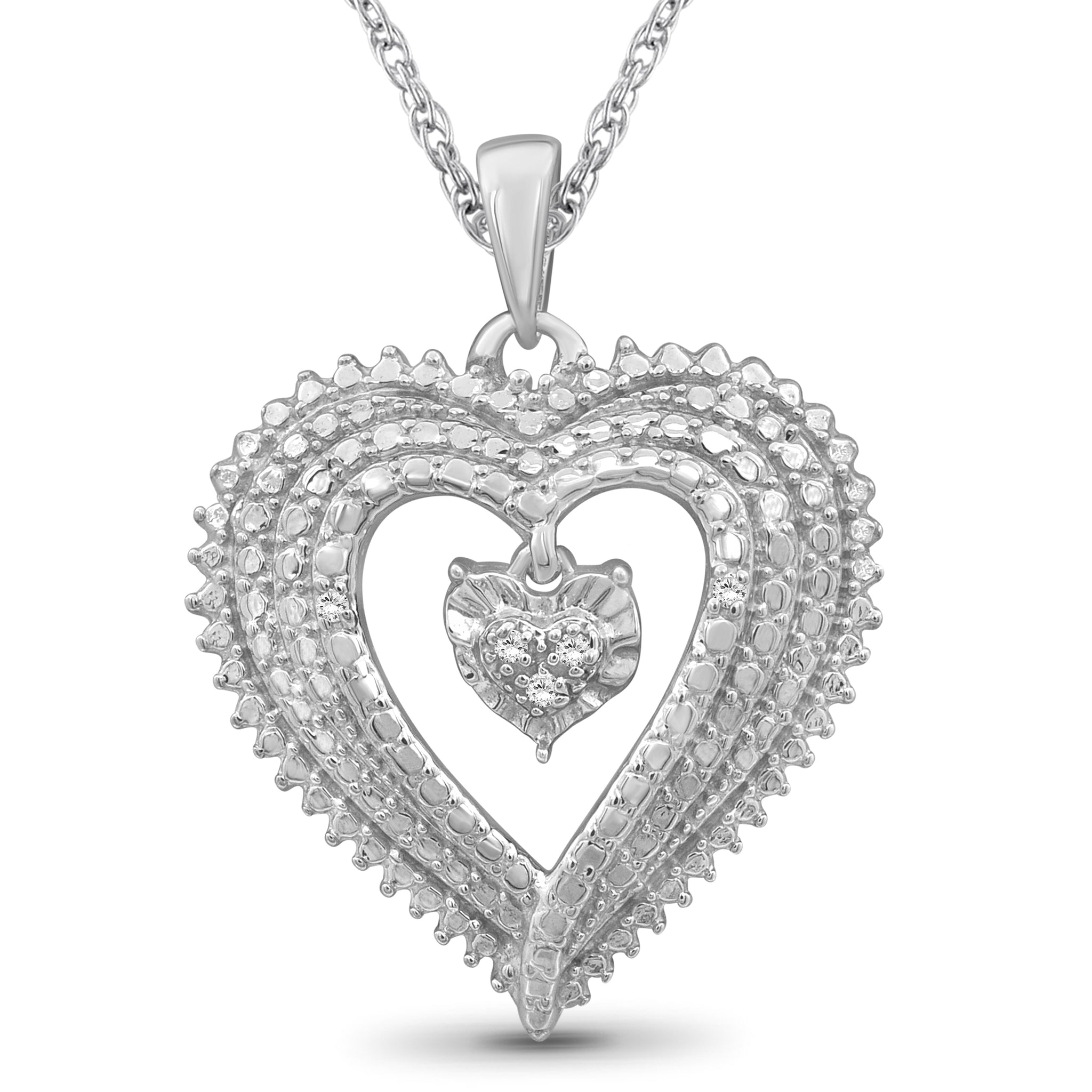 JewelonFire White Diamond Accent Sterling Silver Heart Pendant - Assorted Colors