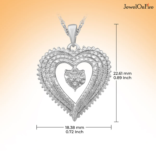 JewelonFire White Diamond Accent Sterling Silver Heart Pendant - Assorted Colors