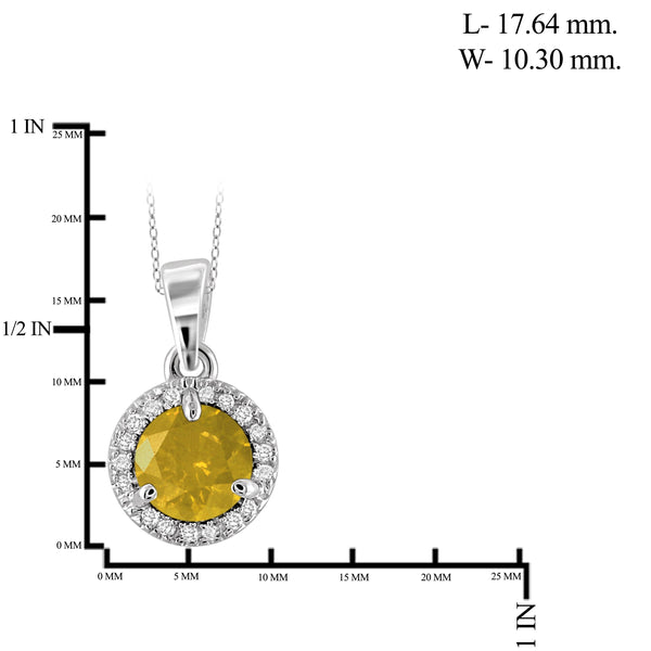 JewelonFire 1.00 Carat T.W. Yellow And White Diamond Sterling Silver Halo Pendant