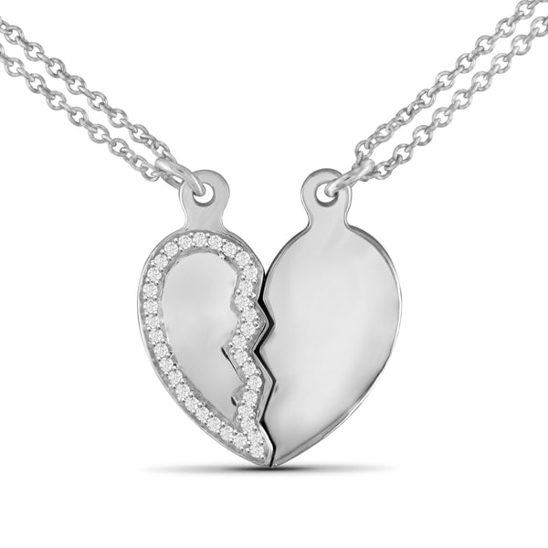 JewelonFire 1/10 Ctw White Diamond Sterling Silver Heart Pendant - Assorted Colors