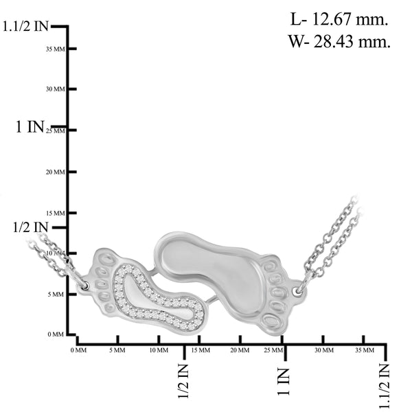 JewelonFire 1/20 Ctw White Diamond Sterling Silver Foot Shape Necaklace - Assorted Colors