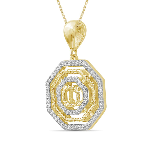 JewelonFire 1/5 Carat T.W. White Diamond Sterling Silver Octagon Pendant - Assorted Colors