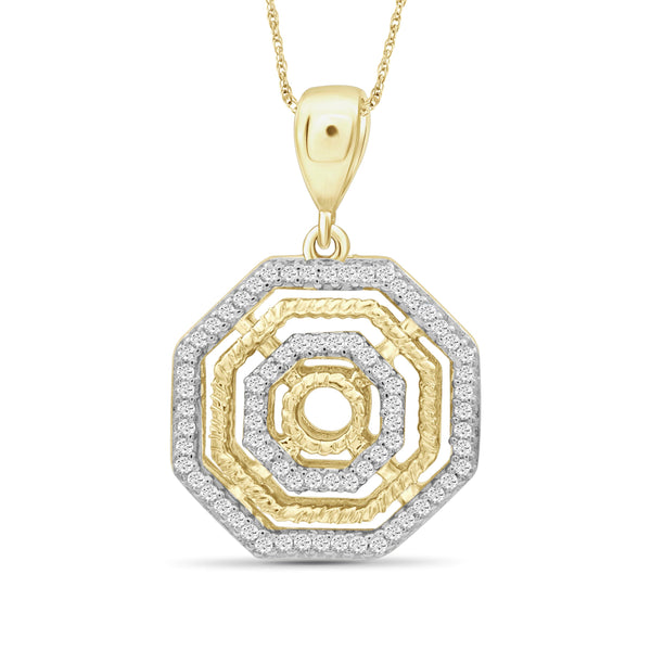 JewelonFire 1/5 Carat T.W. White Diamond Sterling Silver Octagon Pendant - Assorted Colors