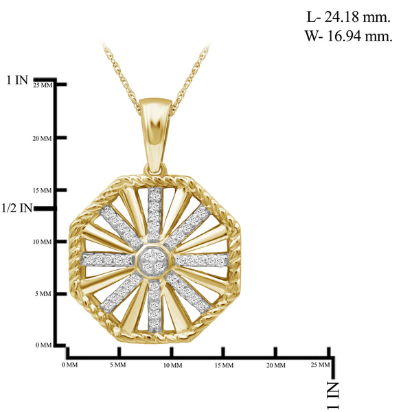 JewelonFire 1/7 Carat T.W. White Diamond Sterling Silver Octagon Pendant - Assorted Colors