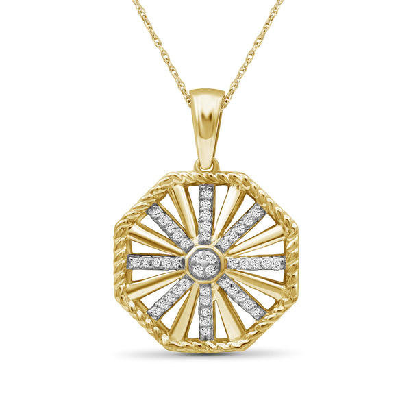 JewelonFire 1/7 Carat T.W. White Diamond Sterling Silver Octagon Pendant - Assorted Colors