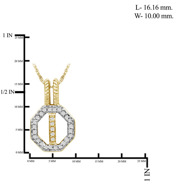 JewelonFire 1/7 Carat T.W. White Diamond Sterling Silver Octagon Pendant - Assorted Colors