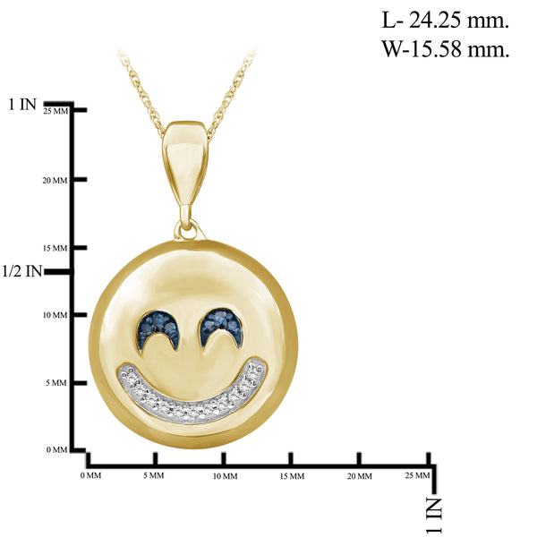 JewelonFire 1/20 Ctw Blue And White Diamond 14k Gold Over Silver Emoji Pendant