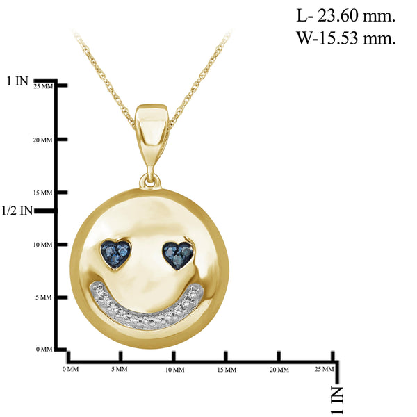 JewelonFire 1/20 Ctw Blue And White Diamond 14k Gold Over Silver Emoji Pendant