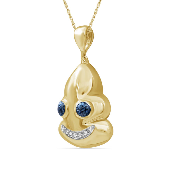 JewelonFire 1/10 Ctw Blue And White Diamond 14k Gold Over Silver Emoji Pendant