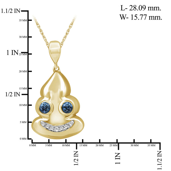 JewelonFire 1/10 Ctw Blue And White Diamond 14k Gold Over Silver Emoji Pendant