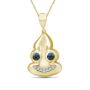 JewelonFire 1/10 Ctw Blue And White Diamond 14k Gold Over Silver Emoji Pendant