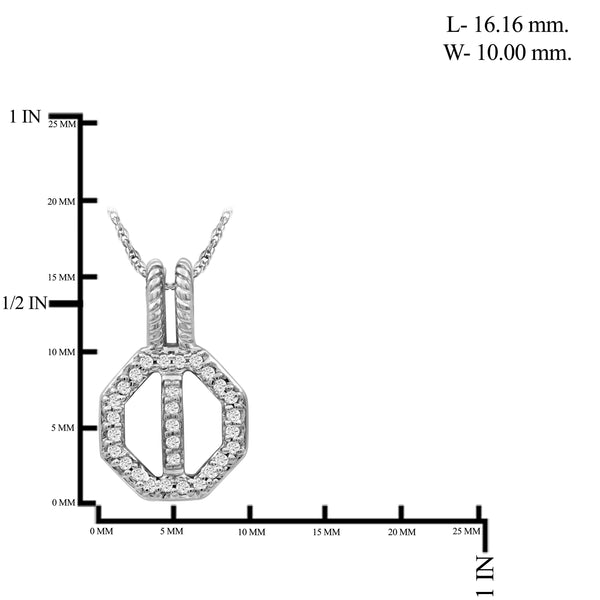 JewelonFire 1/7 Carat T.W. White Diamond Sterling Silver Octagon Pendant - Assorted Colors
