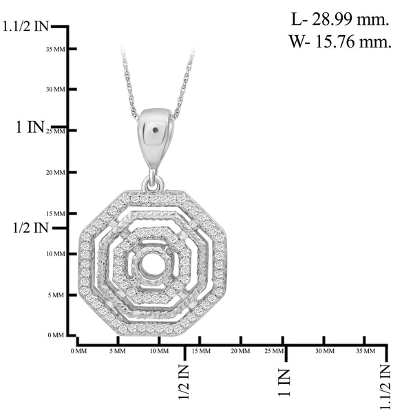 JewelonFire 1/5 Carat T.W. White Diamond Sterling Silver Octagon Pendant - Assorted Colors