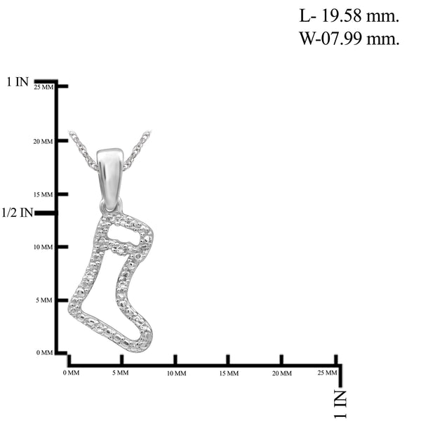 JewelonFire Accent Diamonds Christmas Santa Claus Shoe Pendant in Sterling Silver