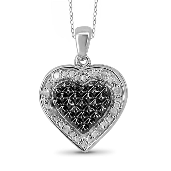 JewelonFire White Diamond Accent Sterling Silver Heart Pendant - Assorted Colors