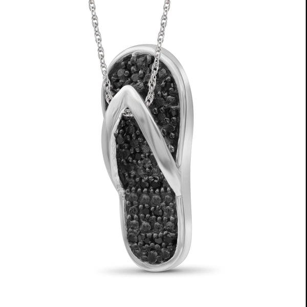 JewelonFire 1/20 Carat T.W. Black Diamond Sterling Silver Flip-Flop Pendant - Assorted Colors