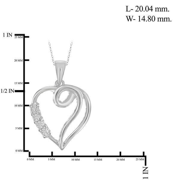 JewelonFire White Diamond Accent Sterling Silver Heart Pendant