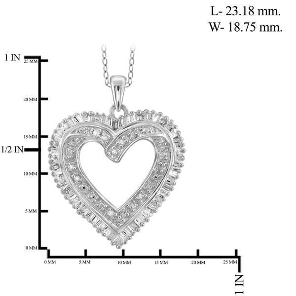 JewelonFire 1/10 Carat T.W. White Diamond Sterling Silver Heart Pendant - Assorted Colors