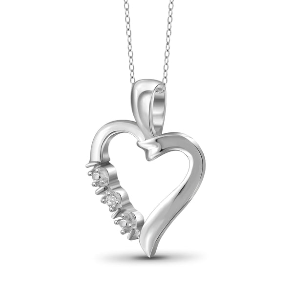 JewelonFire White Diamond Accent Sterling Silver Heart Pendant - Assorted Colors