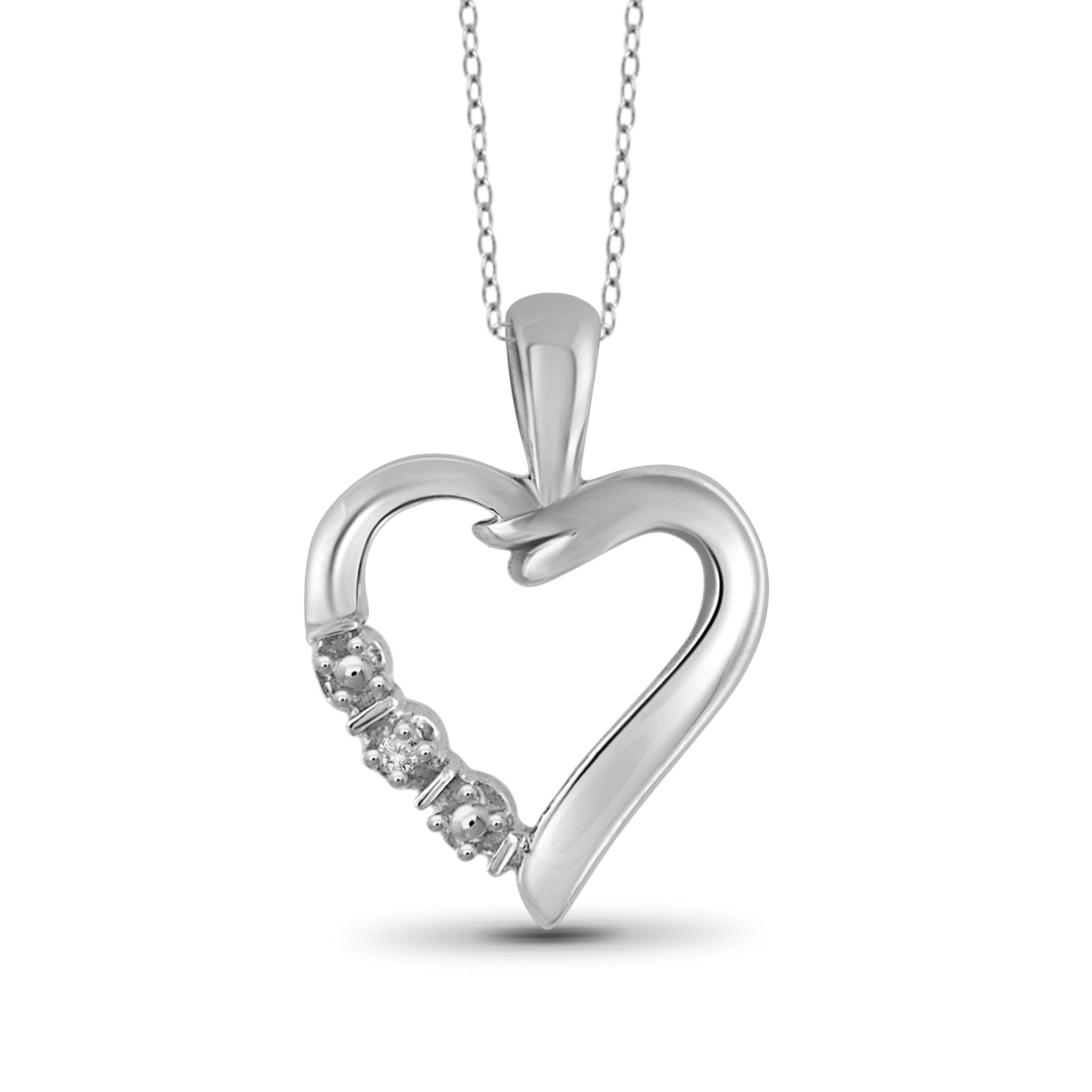 JewelonFire White Diamond Accent Sterling Silver Heart Pendant - Assorted Colors