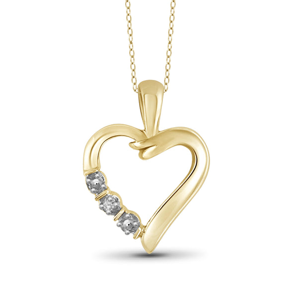 JewelonFire White Diamond Accent Sterling Silver Heart Pendant - Assorted Colors