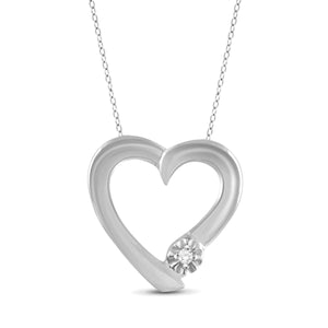 JewelonFire True Love White Diamond Accent Sterling Silver Heart Pendant - Assorted Colors