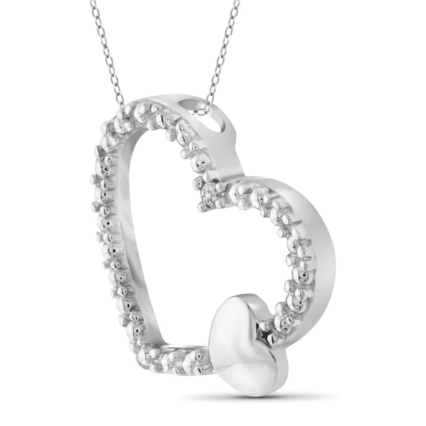 JewelonFire White Diamond Accent Sterling Silver Heart Pendant - Assorted Colors