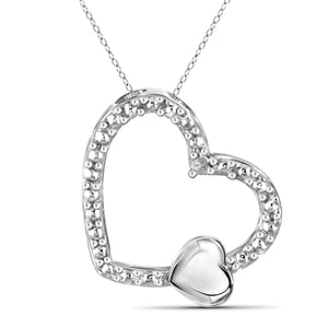 JewelonFire White Diamond Accent Sterling Silver Heart Pendant - Assorted Colors