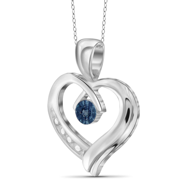 JewelonFire Blue Diamond Accent Sterling Silver Heart Pendant