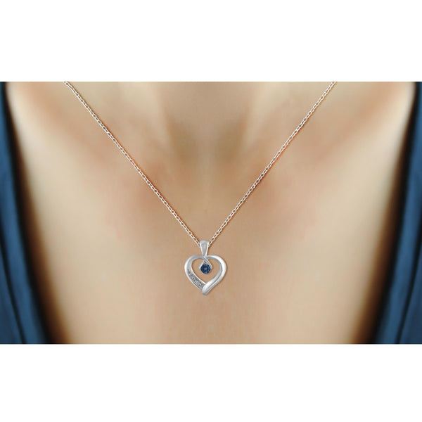 JewelonFire Blue Diamond Accent Sterling Silver Heart Pendant