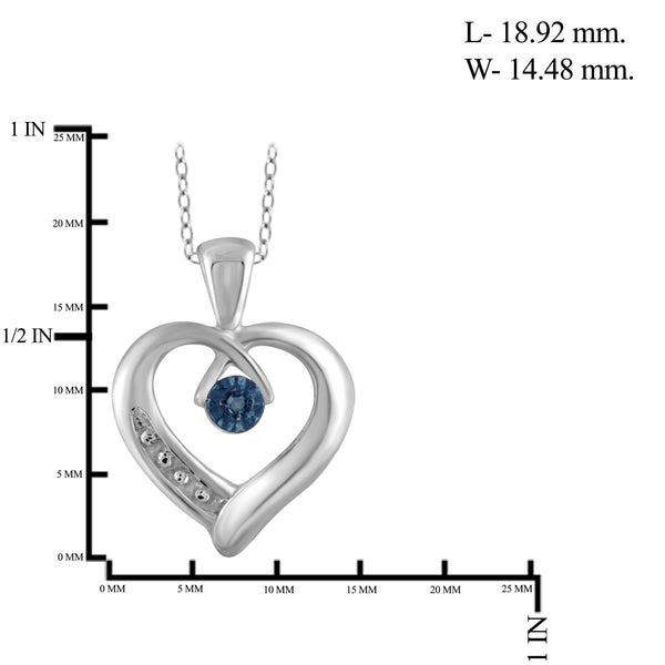 JewelonFire Blue Diamond Accent Sterling Silver Heart Pendant