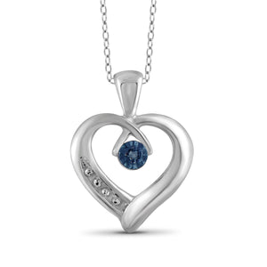 JewelonFire Blue Diamond Accent Sterling Silver Heart Pendant