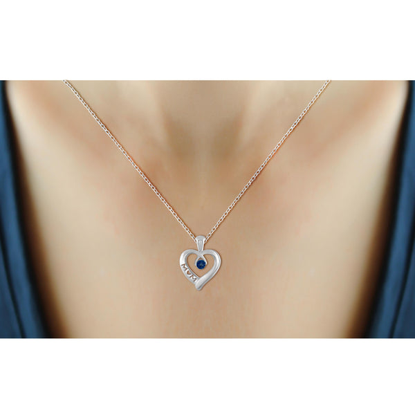 JewelonFire Blue Diamond Accent Sterling Silver Mother Heart Pendant