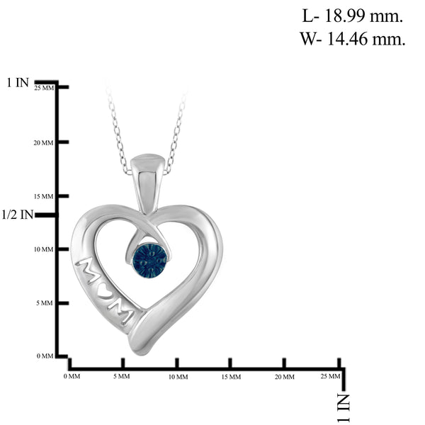 JewelonFire Blue Diamond Accent Sterling Silver Mother Heart Pendant