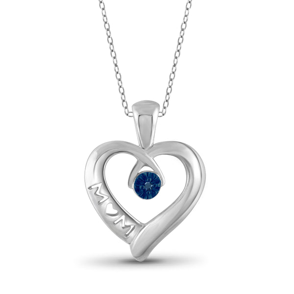 JewelonFire Blue Diamond Accent Sterling Silver Mother Heart Pendant