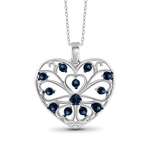 JewelonFire Blue Diamond Accent Sterling Silver Heart Pendant