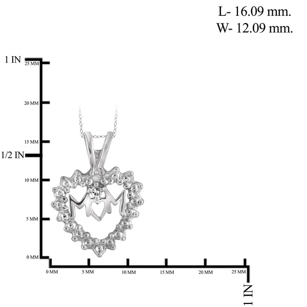 JewelonFire White Diamond Accent Sterling Silver Mother Heart Pendant - Assorted Colors