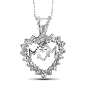 JewelonFire White Diamond Accent Sterling Silver Mother Heart Pendant - Assorted Colors