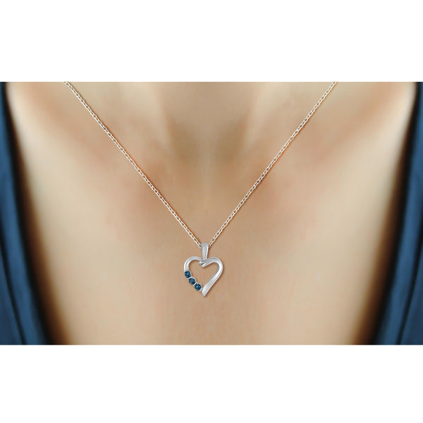 JewelonFire Blue Diamond Accent Sterling Silver Heart Pendant