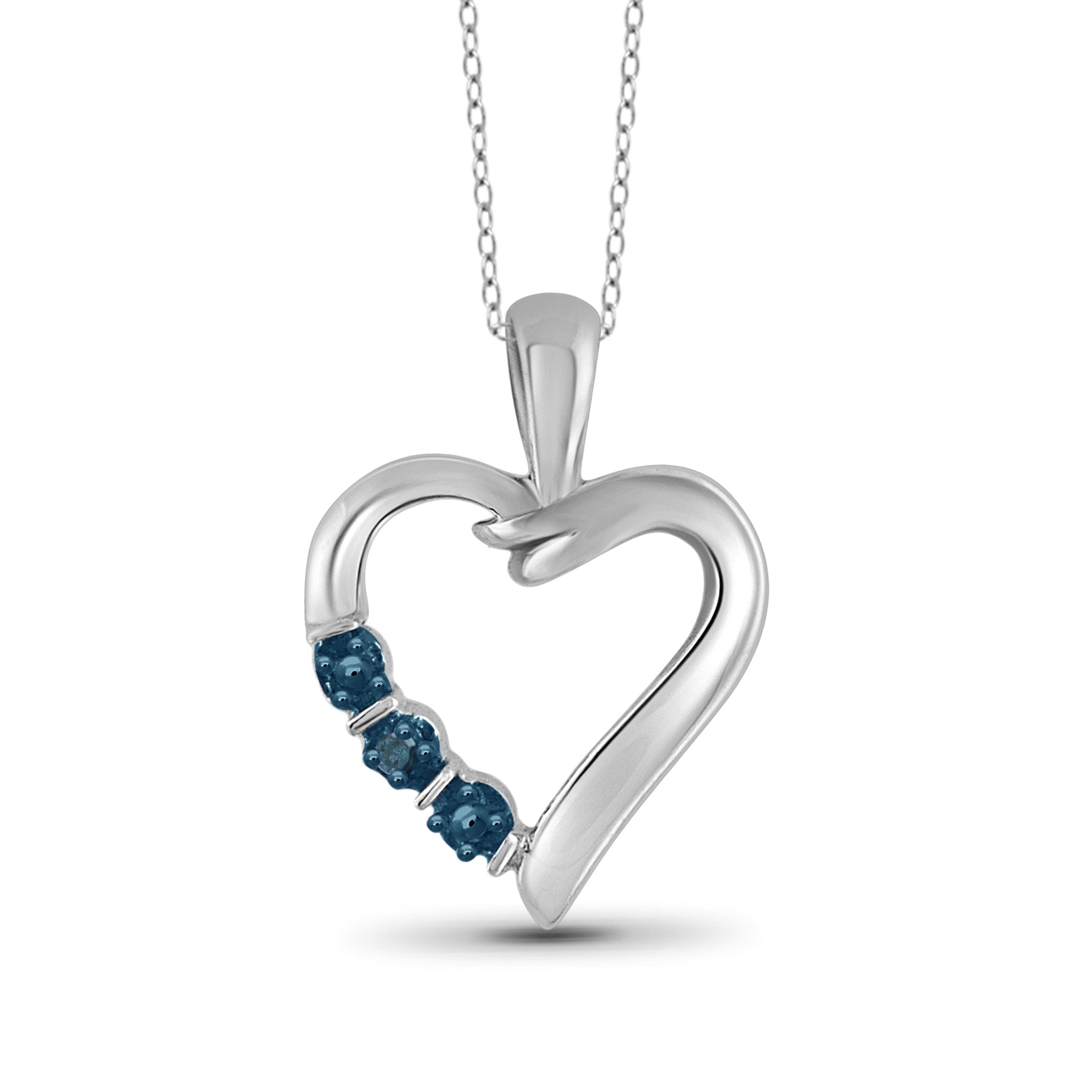 JewelonFire Blue Diamond Accent Sterling Silver Heart Pendant