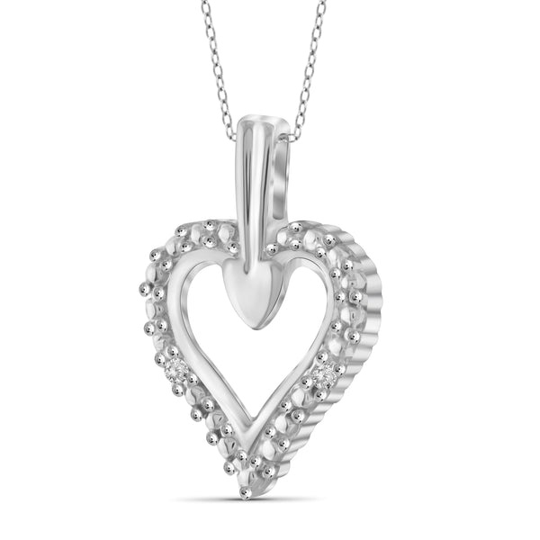 JewelonFire White Diamond Accent Sterling Silver Heart Pendant - Assorted Colors