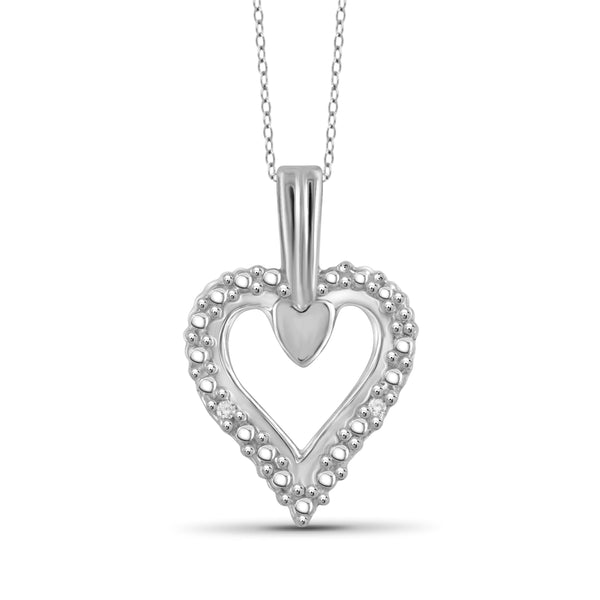 JewelonFire White Diamond Accent Sterling Silver Heart Pendant - Assorted Colors