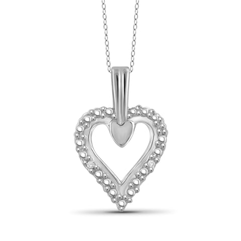 JewelonFire White Diamond Accent Sterling Silver Heart Pendant - Assorted Colors