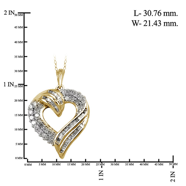 JewelonFire 1 Carat T.W. White Diamond Sterling Silver Wrap Around Heart Pendant - Assorted Colors