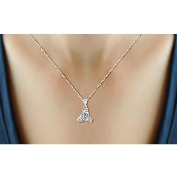 JewelonFire Accent White Diamond Love Knote Pendant in Sterling Silver