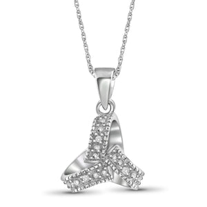 JewelonFire Accent White Diamond Love Knote Pendant in Sterling Silver